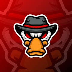 vector graphics illustration of a duck cowboy in esport logo style. perfect for game team or product logo