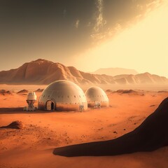 Fototapeta na wymiar Habitat in space, conquering Mars