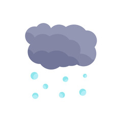 Cloud and hail in cartoon style. Weather concept, flat style hail illustration