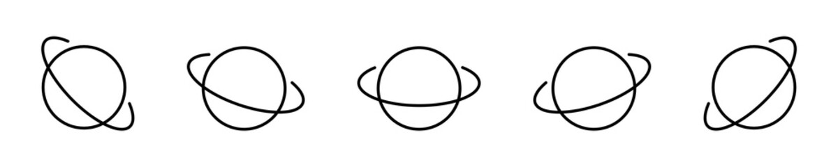 Planed orbit icons. Conceptual world globe icon set. Globe vector icons. Flat globe icon set. Planet silhouette.