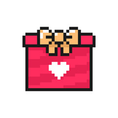 Valentine's day gift box icon in pixel art design. Isolated on white background vector sign