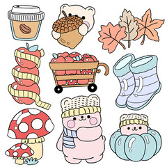 pink pig in autumn season