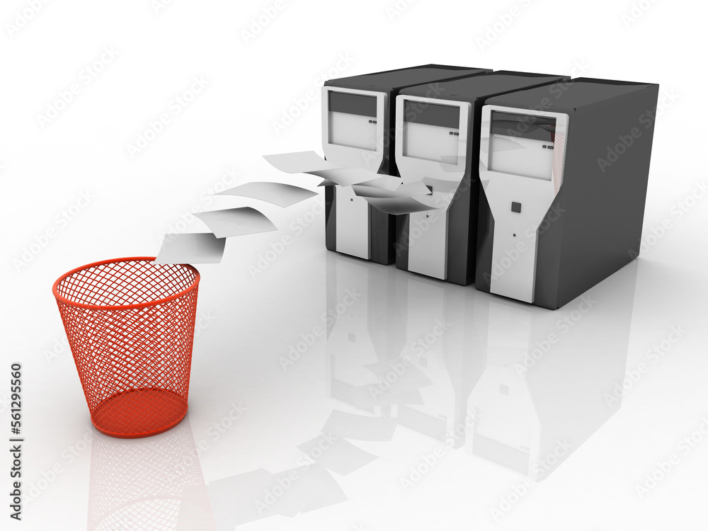 Poster 3d rendering database storage data base with bin