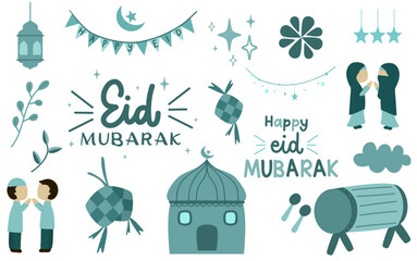 set of eid mubarak clipart