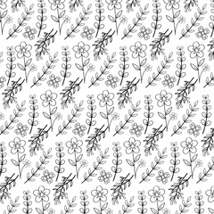 Hand Draw Leaves and Flower Pattern, Spring pattern