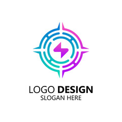 power technology logo design template