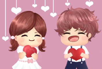 child with heart for Valentines decorations 