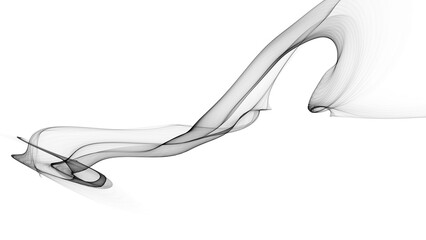 Black and white glowing blurred light stripes in motion. Futuristic abstract wave, flare, glowing road light strips speed on isolated background.