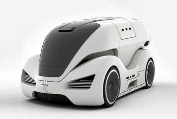 futuristic electric car concept isolated on white background, Generative AI