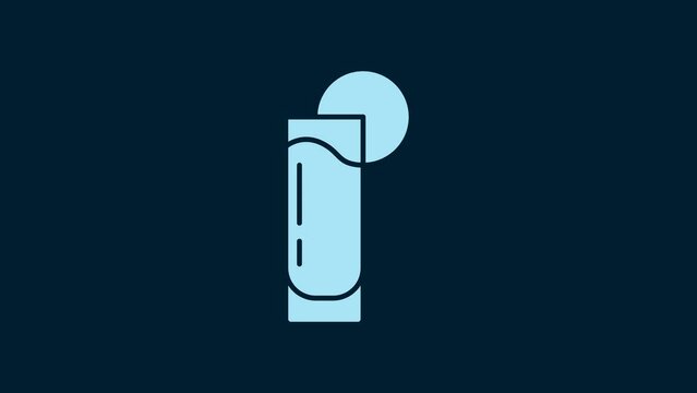 White Tequila glass with lemon icon isolated on blue background. Mexican alcohol drink. 4K Video motion graphic animation