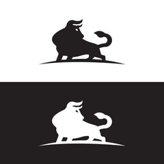 Bull animal vector logo design . icon logo . silhouette logo 