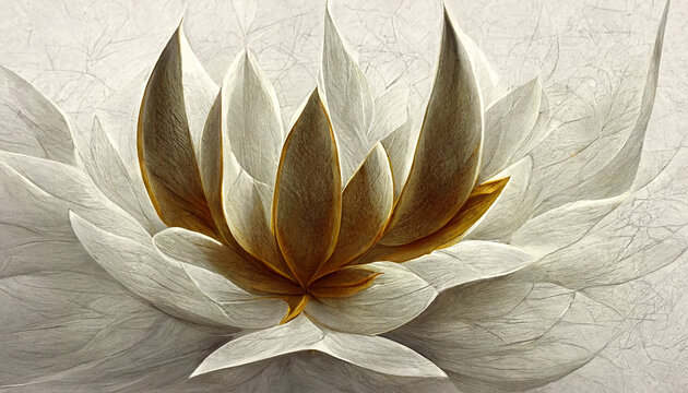 Drawing of white fractal flower peaceful background wallpaper meditation concept