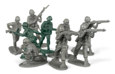 Little plastic toy army soldiers