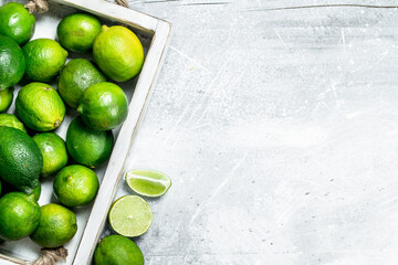 Fresh juicy lime on a tray.