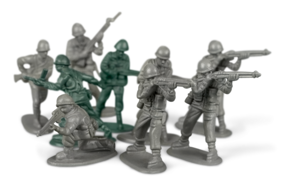 Little plastic toy army soldiers