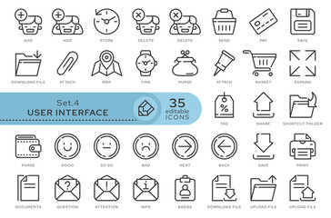 Set of conceptual icons. Vector icons in flat linear style for web sites, applications and other graphic resources. Set from the series - User Interface. Editable outline icon.	