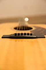 acoustic guitar bridge close up