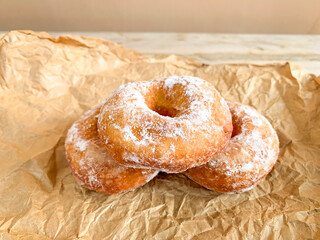 donuts with icing sugar.