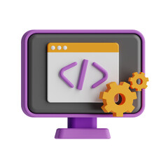 3d coding computer icon