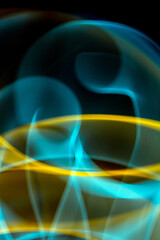 Neon Wavy Light Nightclub Background Swirls on Black Background