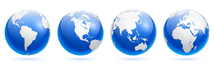 set of realistic earth globe glossy isolated.  © coolvectormaker