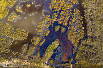 Abstract aerial landscape of a lake