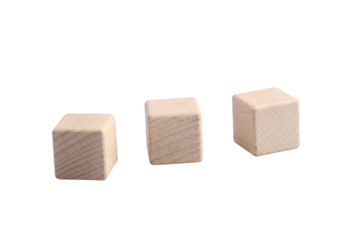 square wooden blocks on white background