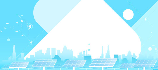 Vector illustration of clean energy from solar plants. Ecology concept