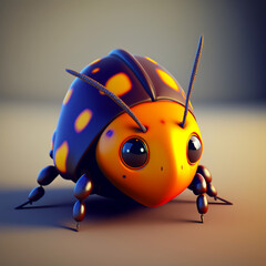 Expressive Cute Bug Emoji.  3D Icons, characters, avatars.