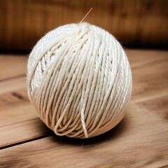 A ball of yarn on a table.