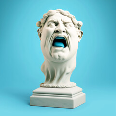 Screaming Roman Sculpture. Head statue. Generative AI. Isolated. 