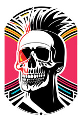 A skeleton on the background of a pattern drawn in a tattoo style