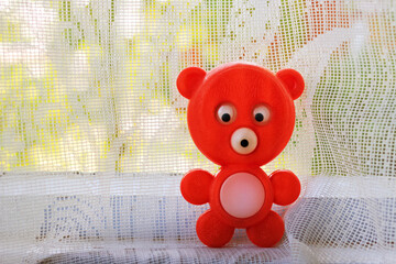 Old soviet plastic toy red bear