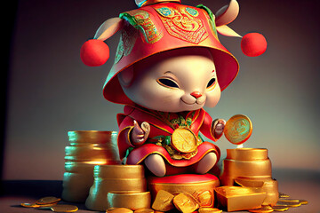 Chinese culture,God of Wealth,Anthropomorphic God of Wealth Rabbit