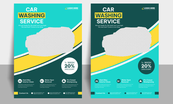 Car wash cleaning service flyer design template
