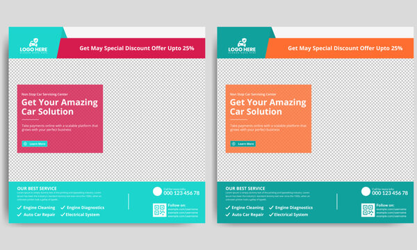 Car repair social media post template design fully editable