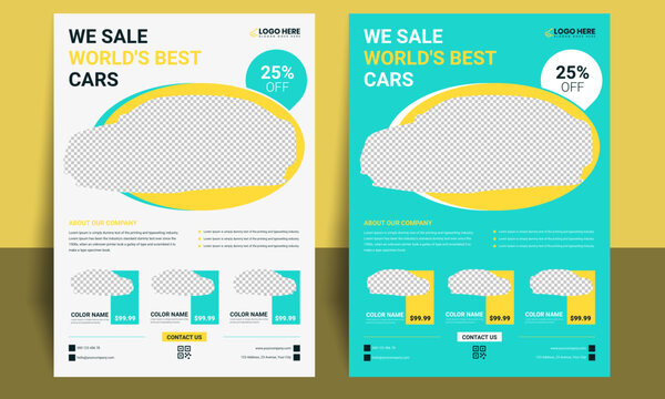 Modern template flyer for cars selling business