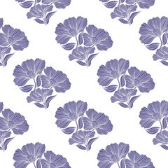 Delicate floral line seamless pattern. Vintage flower background.