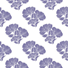 Delicate floral line seamless pattern. Vintage flower background.