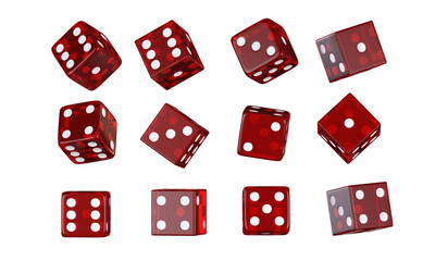 Red Glassy Casino Dices PNG