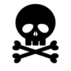 Skull and cross bones silhouette icon. Death skull. Poisonous and hazardous material sign. Vector.
