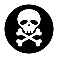 Round skull silhouette icon. Poisonous and dangerous area sign. Vector.