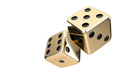 3D Golden Casino Dices PNG Transparent Background