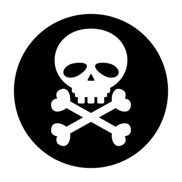 Round skull silhouette icon. Poisonous and dangerous area sign. Vector.