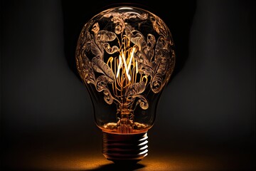elegant light bulb on black background
