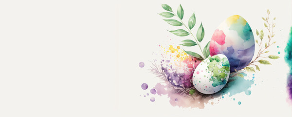 Fototapeta na wymiar Easter Egg watercolour With copy space (Generative Art)