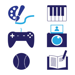 youth hobby set, vector logo icon