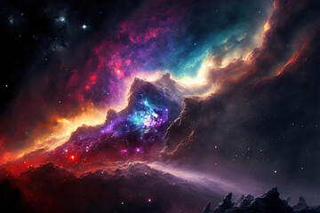 Fototapeta na wymiar Nebula in cosmos. Galaxy, universe wallpaper. AI