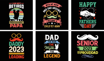 Father's Day T-shirt Design Bundle. Day t-shirt design vector.  T-shirt Design Vector.  Father's Day Vector Graphics