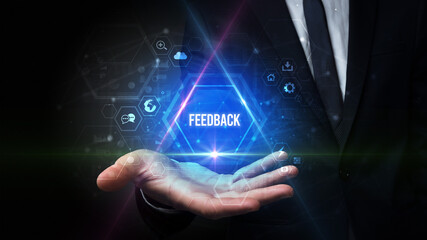 Man hand holding social inscription